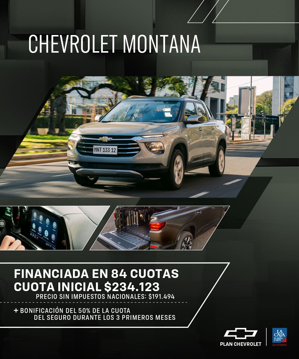 Plan Chevrolet Montana, financiada en 84 cuotas