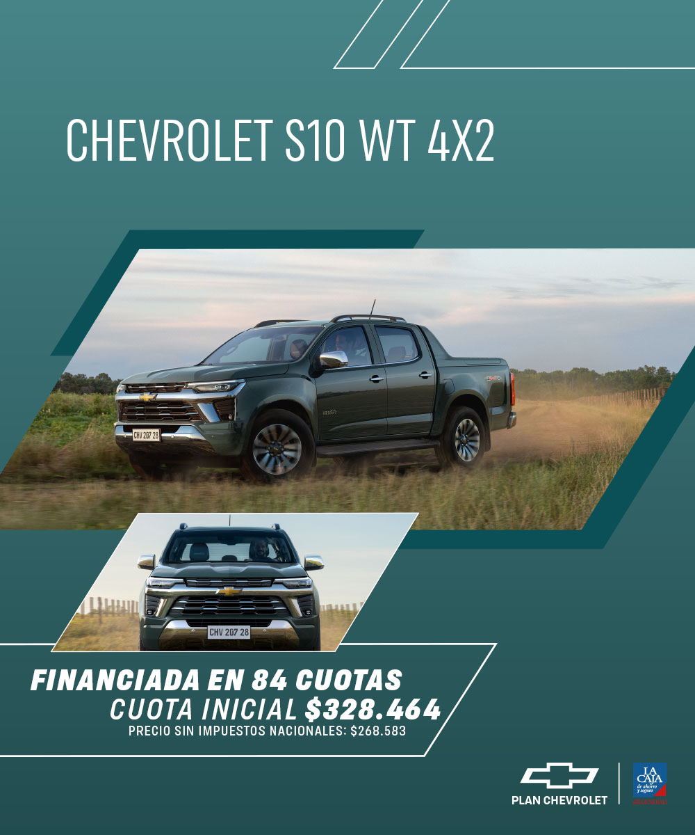 Plan Chevrolet S10 WT 4x2, financiada en 84 cuotas